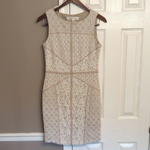 Maggy London Beige Lace Mini Dress